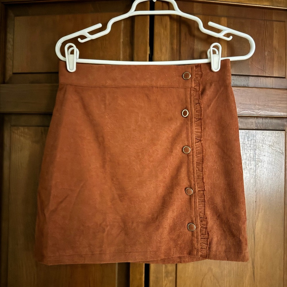 Pink Lily Skirt corduroy button front skirt